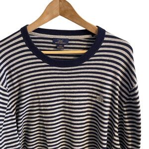 Brooks Brothers 346 Sweater XXL Striped Blue Gray Cotton Cashmere Blend